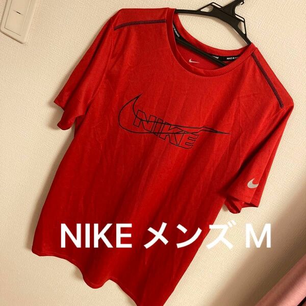 NIKE ナイキ Tシャツ 半袖 バスケット 部活 メンズM 赤 ロゴ 速乾 Dry-Fit ミニバス 美品 スポーツ 男女兼用