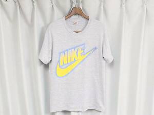 ★希少★NIKE ナイキ ロサンゼルス レイカーズ カラー デカロゴ デカナイキ 杢グレー Tシャツ 90s USA アメリカ製 ヴィンテージ LA LAKERS