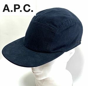 【レア新品】A.P.C.アーペーセー 刺繍バックロゴ リバーシブル ジェットキャップ ネイビー 