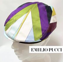 【美品】イタリア製 ヴィンテージ EMILIO PUCCI エミリオプッチ アイコン プッチ柄ハンチングベレー_画像1