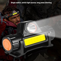 LEDヘッドライト 2個セット USB充電式 ヘッドランプ 高輝度 ワークライト ヘルメット 懐中電灯 作業灯 COB 防災 釣り 登山 キャンプ 充電式_画像2