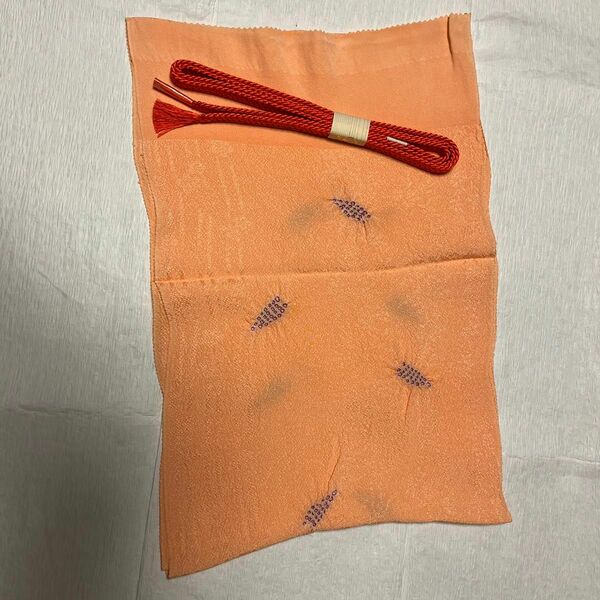 帯締め帯揚げセット　正絹オレンジ　しぼり　平組　未使用　