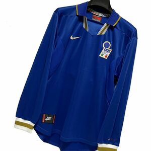 未使用 NIKE PREMIER サッカー イタリア代表 1996年 レプリカ ジャージ UK:M ブルー系 MADE IN U.K.