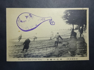 戦前 絵葉書◆15-42 滋賀 琵琶湖 雄松の漁 画像参照。
