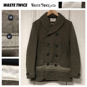 高級 WASTE TWICE ウエストトゥワイス★WT-Mr.H-jkt10 メルトンウール マリン ミリタリー ピーコート 日本製★38 美品