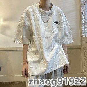 夏服 薄手 涼しい 大きいサイズ メンズ 大きいサイズ 半袖Tシャツ 吸汗速乾 ビッグシルエットホワイト M