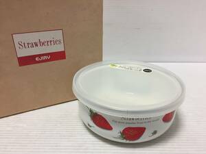 ♪EJIRY Strawberres ストロベリーズ 容器 蓋付 ボール イチゴ柄 食器 長期保管品 (NF240119) Zi-1521