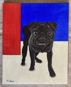 パグ犬の絵 一点物 アクリル画 イヌのイラスト ポップアート 450