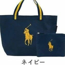 POLO RALPH LAUREN トートバッグ ポーチ付き ネイビー タグ付き新品