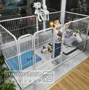  実用品★白犬フェンスペット犬小屋猫小屋犬用品家柵(中型6枚)長さ120*幅60*高さ60 cm