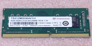 ■Transcend TS512MSH64V1H - PC4-17000/DDR4-2133 Samsungチップ 260Pin DDR4 S.O.DIMM 4GB 動作品