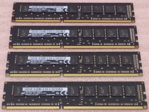 ∠Micron MT9JSF51272AZ-1G9E2 4枚セット - PC3-14900E/DDR3-1866 ECC Unbuffered 240Pin DDR3 UDIMM 16GB(4GB x4) 動作品