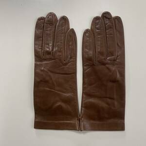 【未使用】イタリア　セルモネータ　レディース　レザーグローブ　ブラウン　革手袋　裏地無し　サイズ7 Sermoneta Gloves