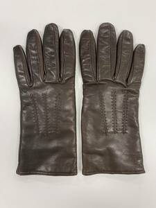 [ beautiful goods ] Italy made Max Mara lady's leather glove brown group leather gloves size M wool lining MaxMara