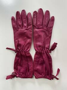 [ beautiful goods ] Italy made lady's leather long glove purple series leather gloves size 7 lining less 