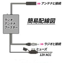 アンテナブースター カーラジオ カーナビ VICS AM FM バンド 12V ラジオブースター 空中信号 信号増幅 受信感度 アンテナ オーディオ 汎用_画像2