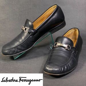 Salvatore Ferragamo イタリア製ガンチーニ カーフ レザー ビット ローファー 革靴 黒 BLK 81/2EE （26.5cm）メンズ 本革 紳士靴 黒 ITALY