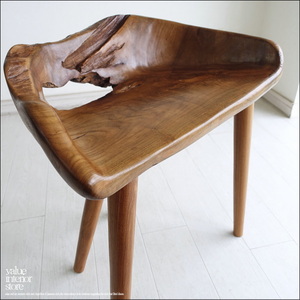 チーク無垢材 プリミティブチェアN04 イス 椅子 ベンチ 木製チェアー 天然木 手作り ナチュラル 素朴 銘木家具 一点物