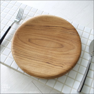 チーク無垢材 プレートKIJI25N 丸皿 大皿 パンプレート 木製食器 ピザプレート 木の皿 一枚板 無垢材食器 Φ25cm