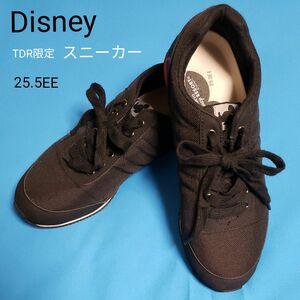 未使用 DISNEY スニーカー 25.5 EE ブラック 黒 ミッキー 靴 シューズ 紐靴 TDR 限定 ディズニー 男女兼用