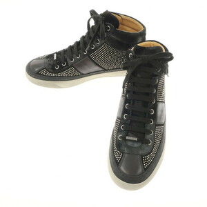 【中古】ジミーチュウ JIMMY CHOO レザー スタッズ ハイカットスニーカー ブラック【サイズ42】 APD[DPD]