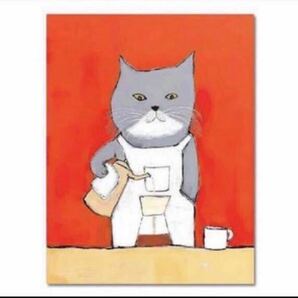 カフェ猫 ネコ好き アートポスター レトロ 可愛いインテリア雑貨 模様替え リビング 玄関 トイレ ディスプレイ こどもへやの画像1