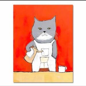 カフェ猫　ネコ好き　アートポスター　インテリア雑貨　小物　リビング　玄関　トイレ　レトロ　おもしろ　ディスプレイ