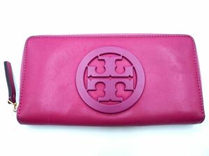 Tory Burch トリーバーチ ラウンドジップ プレート 長 財布 紫 ■■ ☆ eac4 レディース