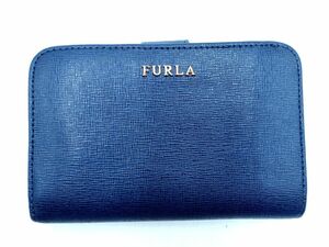 FURLA フルラ 二つ折り 財布 紺 ■■ ☆ eac4 レディース