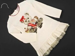 MONNALISAmona Liza Bear принт One-piece size86cm/ слоновая кость *# * eaa5 ребенок одежда 