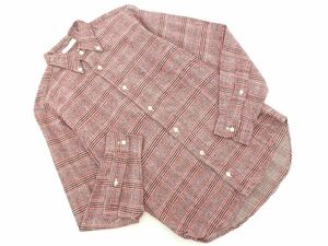 INDIVIDUALIZED SHIRTS インディビジュアライズドシャツ チェック 長袖 ボタンダウン シャツ size30/えんじ ◇■ ☆ eab1 メンズ