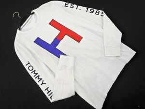 ネコポスOK TOMMY HILFIGER トミーヒルフィガー ロゴプリント カットソー sizeM/白 ◇■ ☆ eab6 メンズ