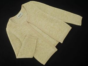 ROPE Rope wool . tweed lame cardigan sizeM/ beige *# * eab8 lady's 