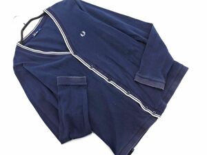 FRED PERRY Fred Perry .. . material cardigan sizeM/ dark blue *# * eab9 men's 