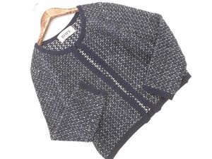 ROPE Rope wool . pattern braided knitted cardigan sizeM/ dark blue *# * eac3 lady's 