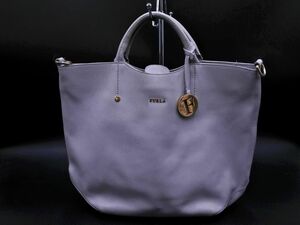 FURLA フルラ レザー ロゴチャーム付き ハンド バッグ グレー ■■ ☆ eac3 レディース