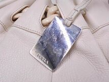 FURLA フルラ レザー ギャザー ロゴプレート 2WAY ショルダー バッグ オフホワイト ■■ ☆ eac2 レディース_画像6