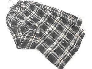 LOWRYS FARM Lowrys Farm check oversize shirt sizeL/ black x gray x white *# * eac6 lady's 