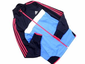 adidas アディダス トラック ジャケット sizeL/黒ｘ青 ◇■ ☆ eac9 レディース