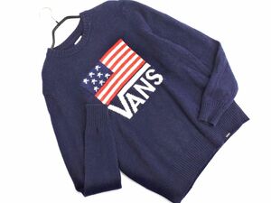 VANS バンズ ウール混 アメリカ 星条旗 ロゴ ニット セーター sizeS/紺 ◇■ ☆ eac9 メンズ