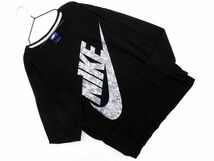 ネコポスOK NIKE ナイキ ロゴプリント ワイド幅 カットソー sizeM/黒 ◇■ ☆ ead0 レディース_画像1