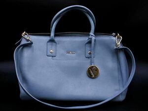 FURLA フルラ レザー ロゴチャーム付き 2WAY ショルダー バッグ グレー ■■ ☆ ead0 レディース