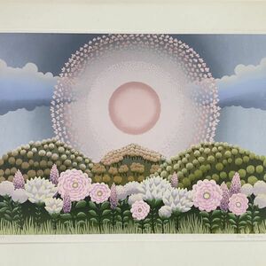 真作■シルクスクリーン■イワン・ラブジン Ivan Rabuzin■『花咲く太陽』■メルヘンな大型作品　1ｄ