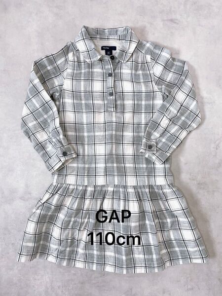 GAP シャツワンピース 110cm チェック 長袖 ワンピース スカート ギャップ
