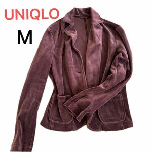 UNIQLO ユニクロ　テーラードジャケット　ブラウン系　ワインレッド　Mサイズ　ポケット付き　シンプル　オシャレ　ジャケット
