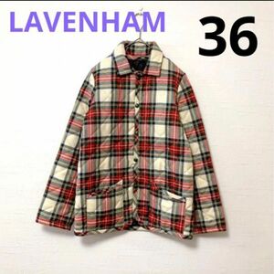 SALE！【美品】LAVENHAM ラベンハム キルティングジャケット 36 コート 中綿 ウール チェック柄 ブルゾン S 