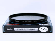 ◇中古美品◇レンズフィルター 77mm kenko ブラックミスト No.1 77mm◇ハイライト部とシャドー部のコントラスト弱めくせのないソフトな効果_画像1