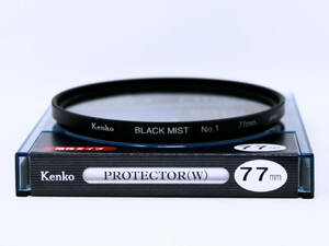 ◇中古美品◇レンズフィルター 77mm kenko ブラックミスト No.1 77mm◇ハイライト部とシャドー部のコントラスト弱めくせのないソフトな効果