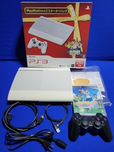 ソニー PS3 250GB CEJH-10023 スターターパック みんなのゴルフ6 CECH-4000B プレステ3 プレイステーション ホワイト コントローラー難有り