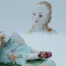 【葉】151　アンティーク　西洋陶器人形　かご持ち少女　マイセン　小物入れ　インテリア雑貨　_画像7